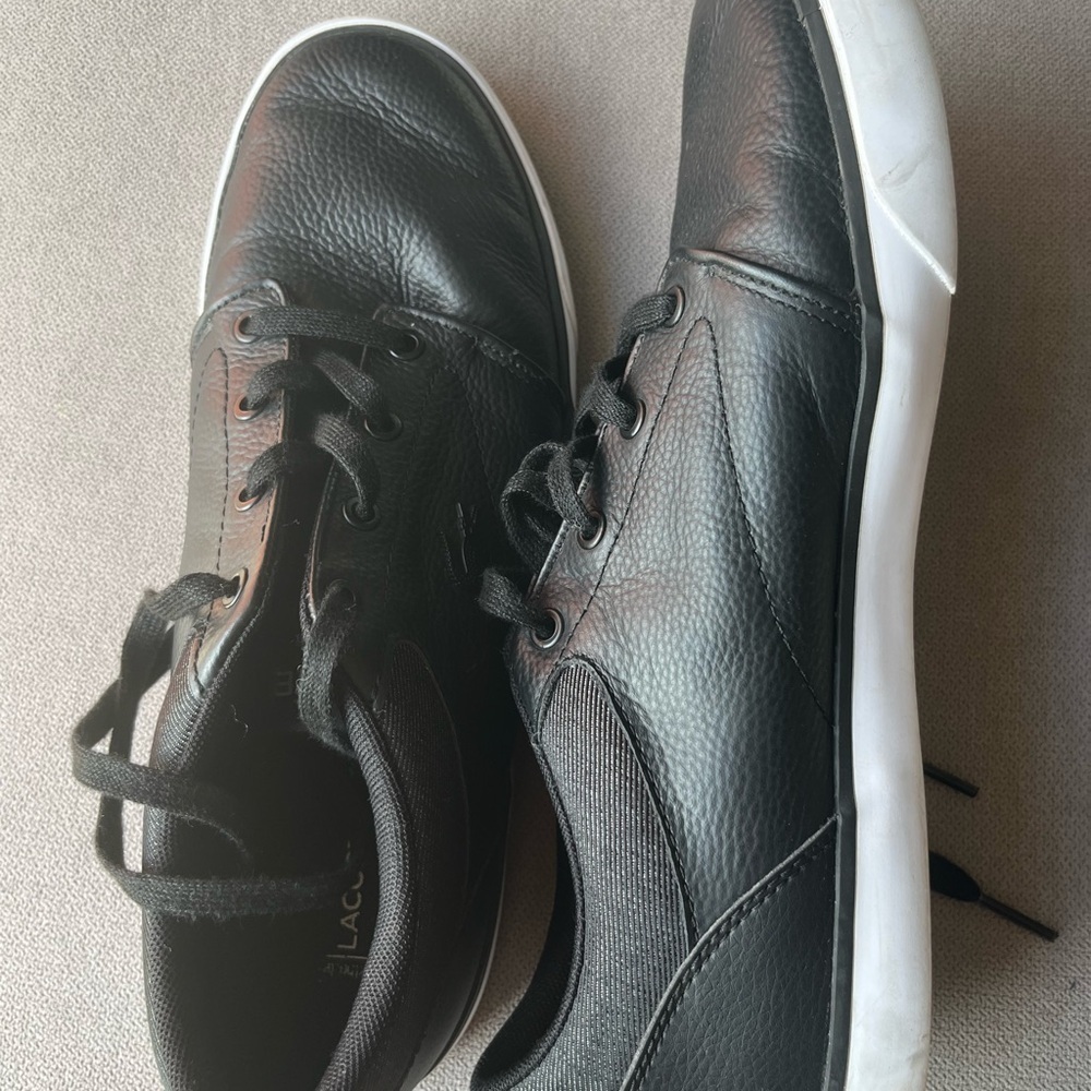 Lacoste Black Leather Sneakers for Men size 8